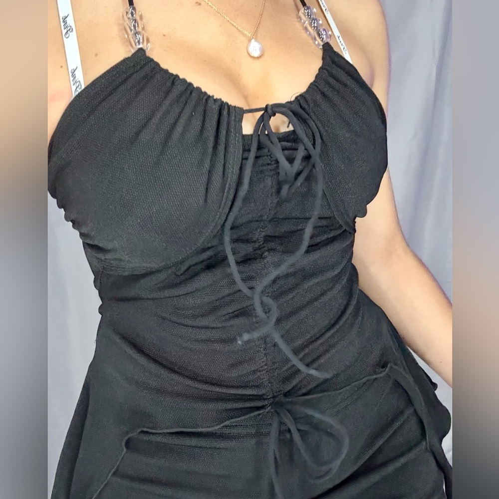 Stylish Black Ruched Set